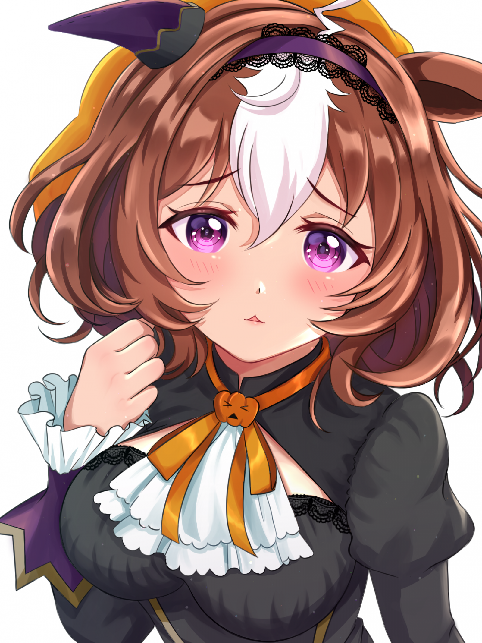 อะนิเมะ, สาวอะนิเมะ, Uma Musume Pretty Derby, Meisho Doto Uma Musume, ผมสั้น, สีน้ำตาล, สองโทน, ผมสีม่วง, horse girls, หูสัตว์, เดี่ยว, งานศิลปะ, ศิลปะดิจิตอล, ศิลปะแฟนซี