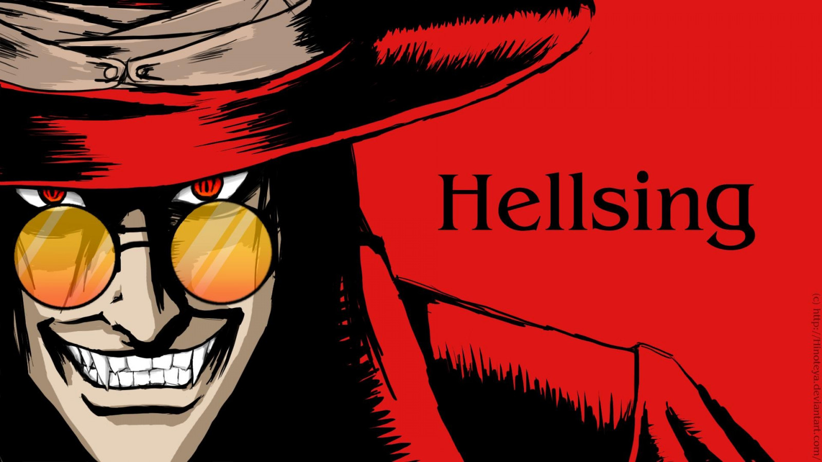 ilustrace, anime, Hellsing, Alucard, červeném pozadí, kreslená pohádka, Upíři, komiks, plakát, komiks, beletrie