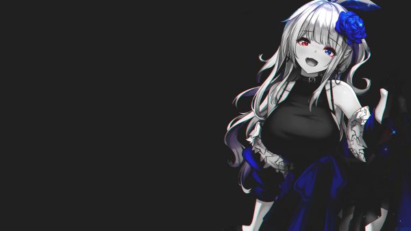 anime,anime girls,simple background,black background,blue