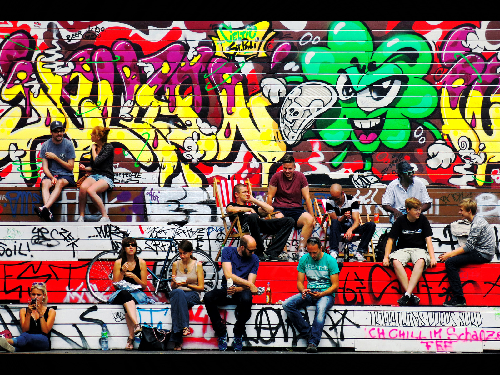 mennesker, væg, Tyskland, graffiti, sidder, Hamborg, ung, popart, taler, karolinenviertel, yef, peterfey, bestcapturesaoi, jpyef