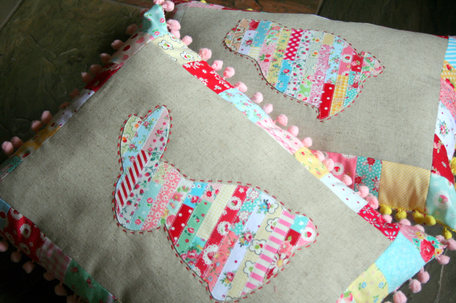 jaro, polštář, lepící páska, Japanesefabric, Pompomtrim, Nanacompany, Atsukomatsuyama