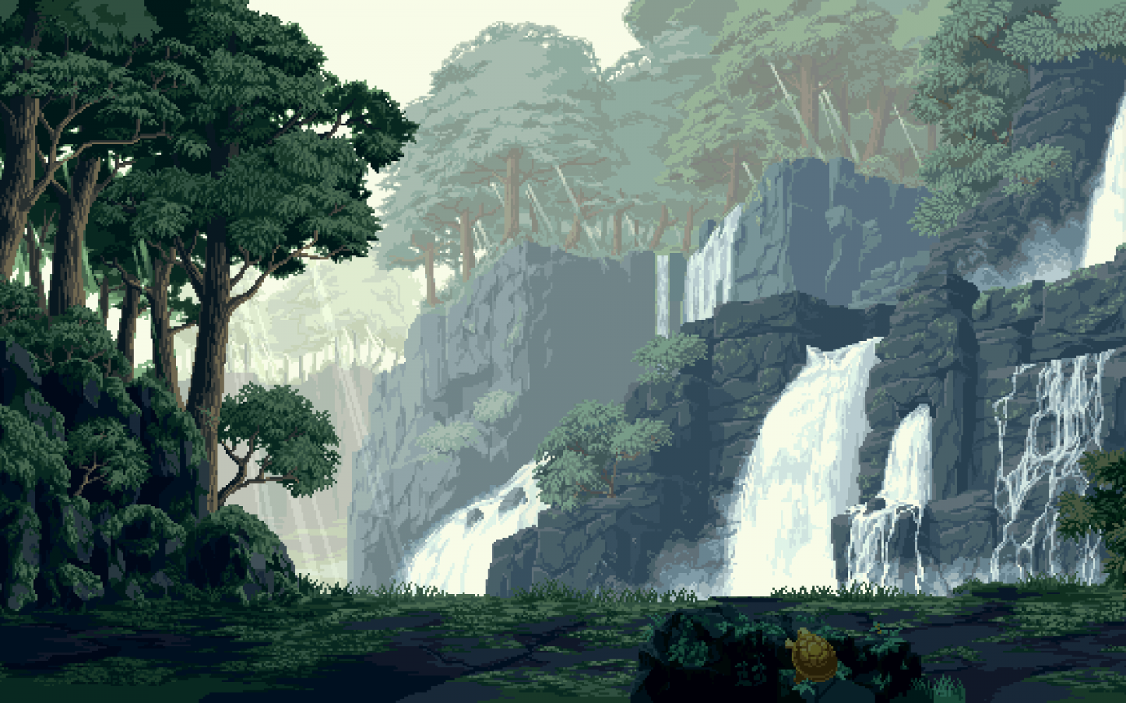 fond-d-cran-cascade-pixel-art-roche-la-nature-falaise-parc
