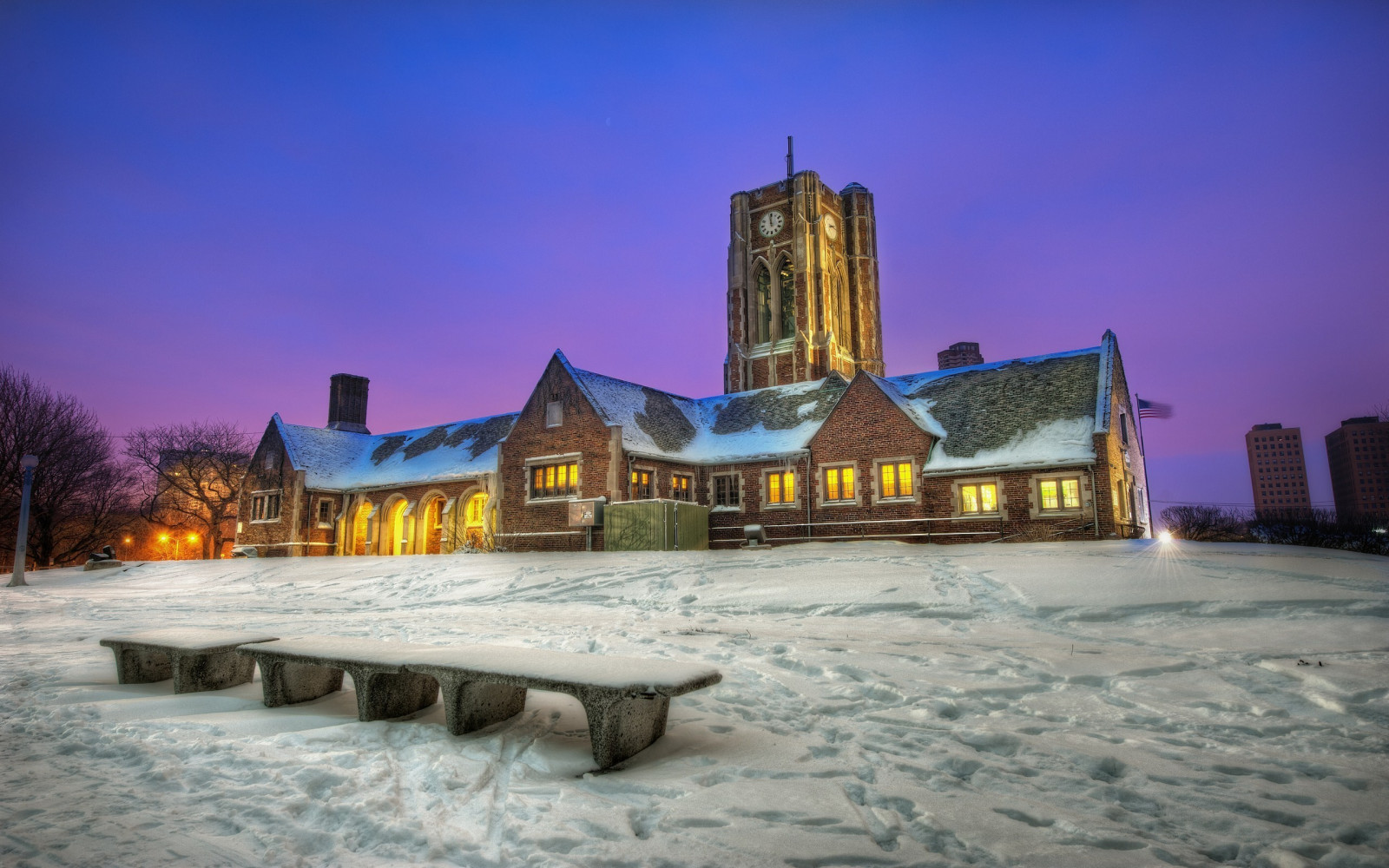 Stadt, Stadtbild, Nacht-, die Architektur, Natur, Gebäude, Schnee, Winter, Haus, Abend, Morgen, HDR, Stadt, Dämmerung, Chicago, Wetter, Jahreszeit, Wahrzeichen, Anbetungsstätte