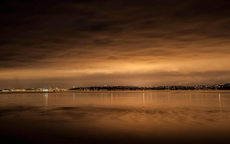 sunlight, sunset, sea, city, cityscape, night sunlight, sunset, sea, city, cityscape, night