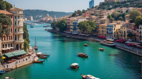 city,building,architecture,river,boat,4k