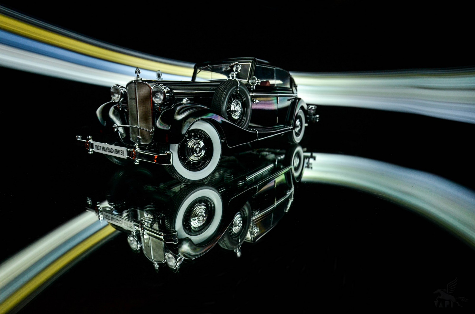 Wallpaper light, black, car, painting, model, angle, signature, wide