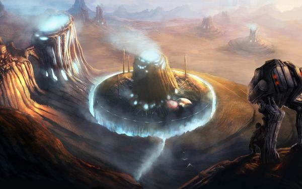Homeworld,planet,robot,mythology,buildings,screenshot
