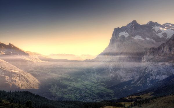 landscape, mountains, hill, nature, sunlight, sunset