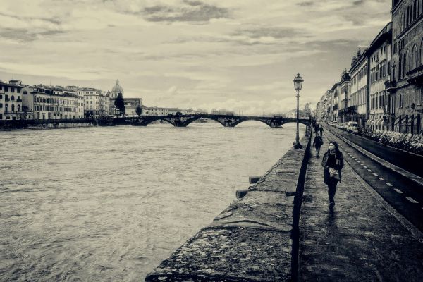 sea,cityscape,Italy,water,reflection,monochrome