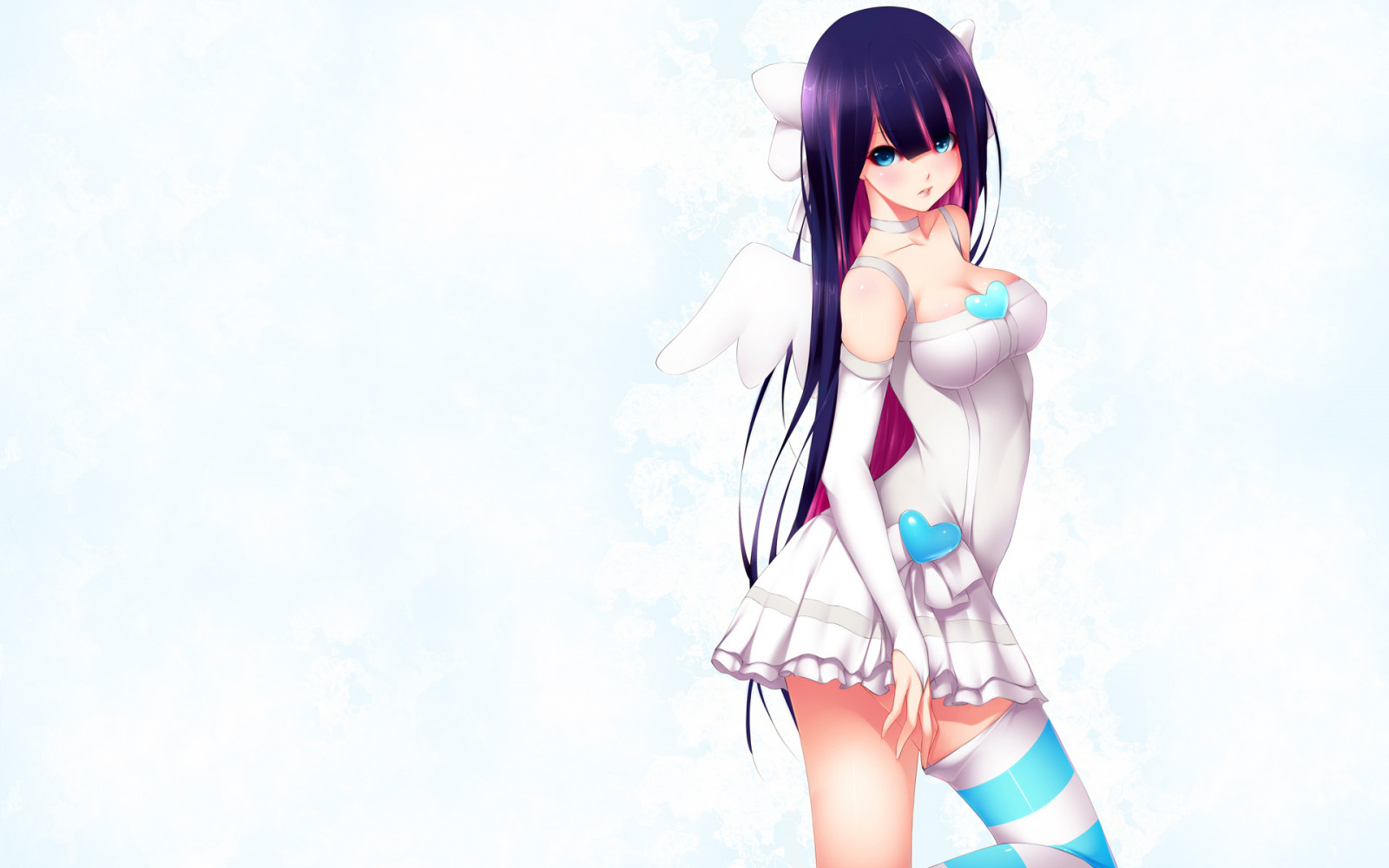 1920x1200 px, a, modrý, charakter, výstřih, oči, podvazkový pás, vlasy, dlouho, Mogu, panty, Photoshop, punčocha, punčochy, bílý, s