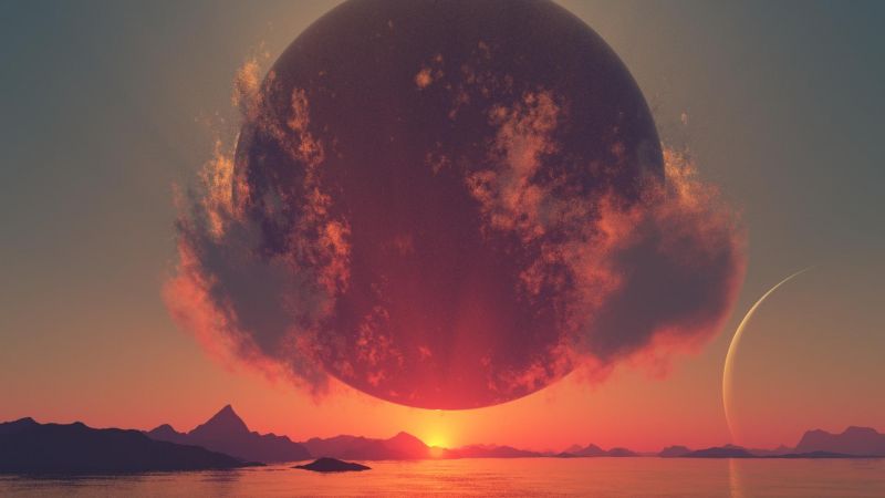 slunečnímu záření, krajina, západ slunce, moře, Příroda, digitální umění