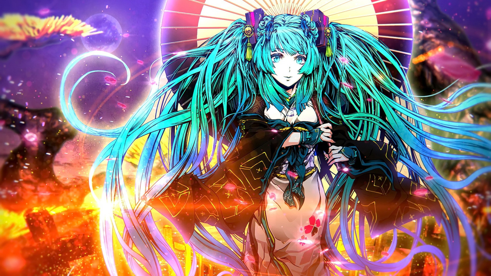 illustration, anime, Anime piger, Vocaloid, Hatsune Miku, mytologi, skærmbillede, computer tapet