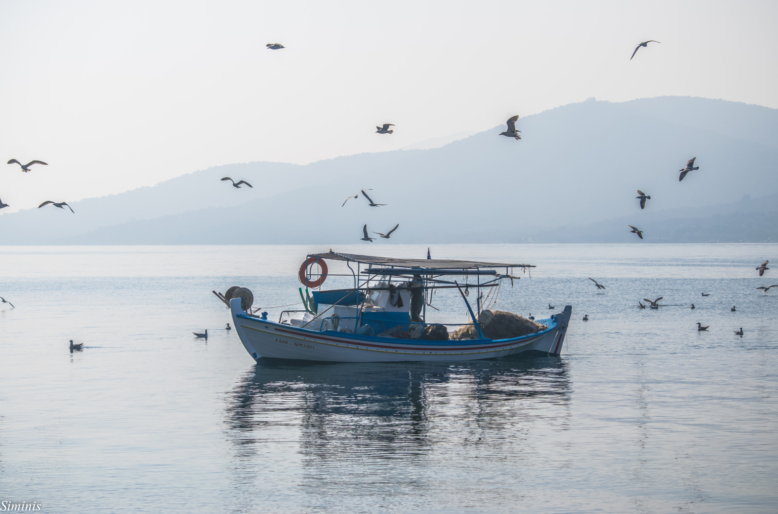 เช้า, สีน้ำเงิน, seagulls, อ่าว, ตกปลา, ชาวประมง, ทะเลอีเจียน, กรีซ, ความเงียบสงบ, สงบ, เรือตกปลา, Gera, fishingnets, mytilene, Aegeansea, ตอนเช้า, Siminis
