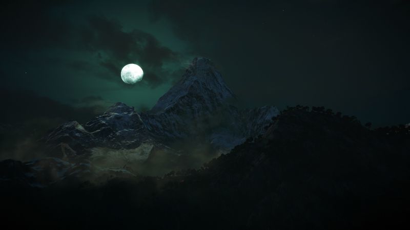 noc, nebe, Měsíc, měsíční svit, atmosféra, krajina noc, nebe, Měsíc, měsíční svit, atmosféra, krajina