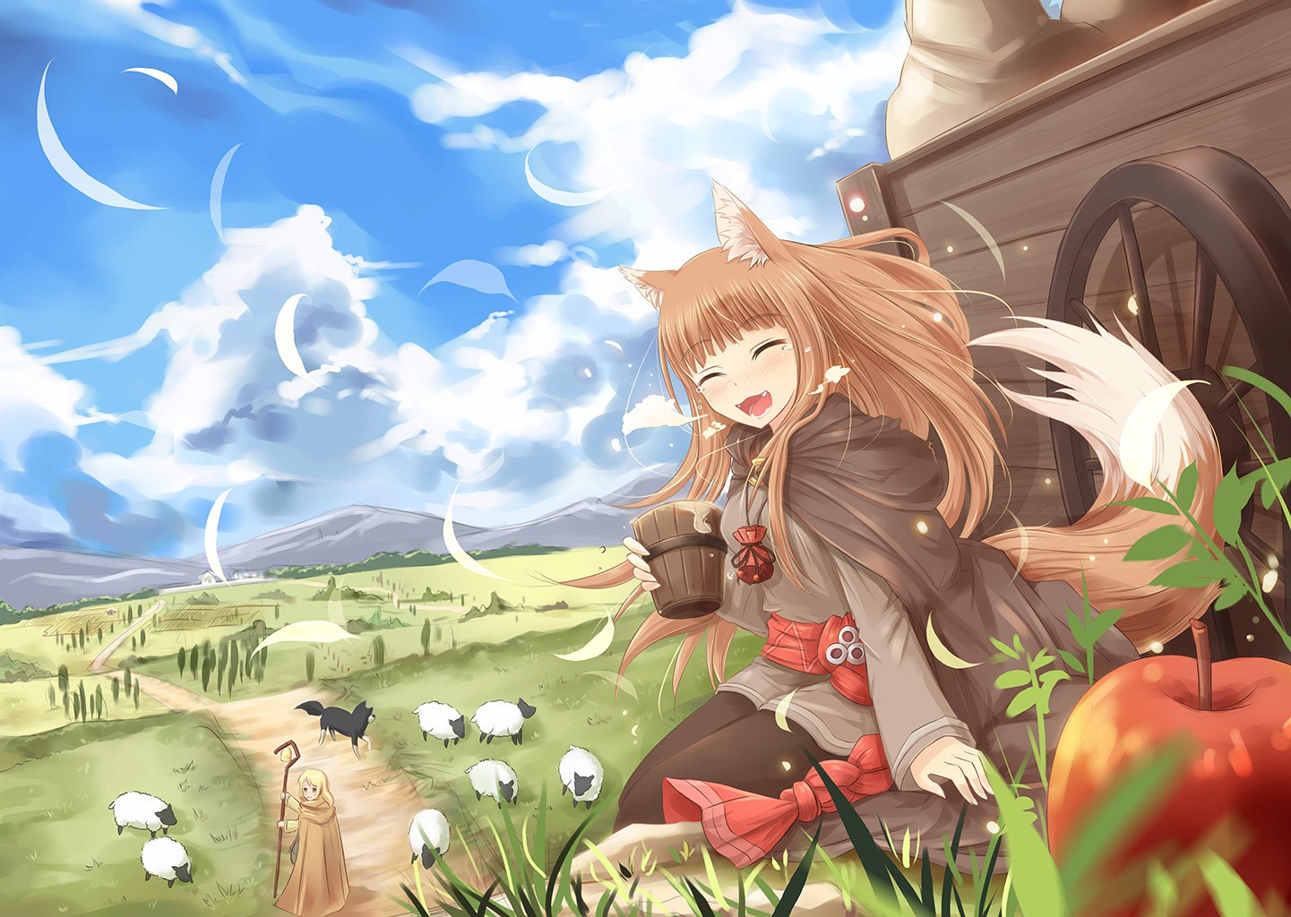 illustrazione, anime, cartone animato, Holo, Spice and Wolf, mitologia, Okamimimi, immagine dello schermo, mangaka
