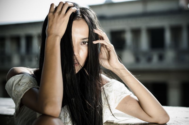 tvář, ženy, model, portrét, dlouhé vlasy, Černá tvář, ženy, model, portrét, dlouhé vlasy, Černá