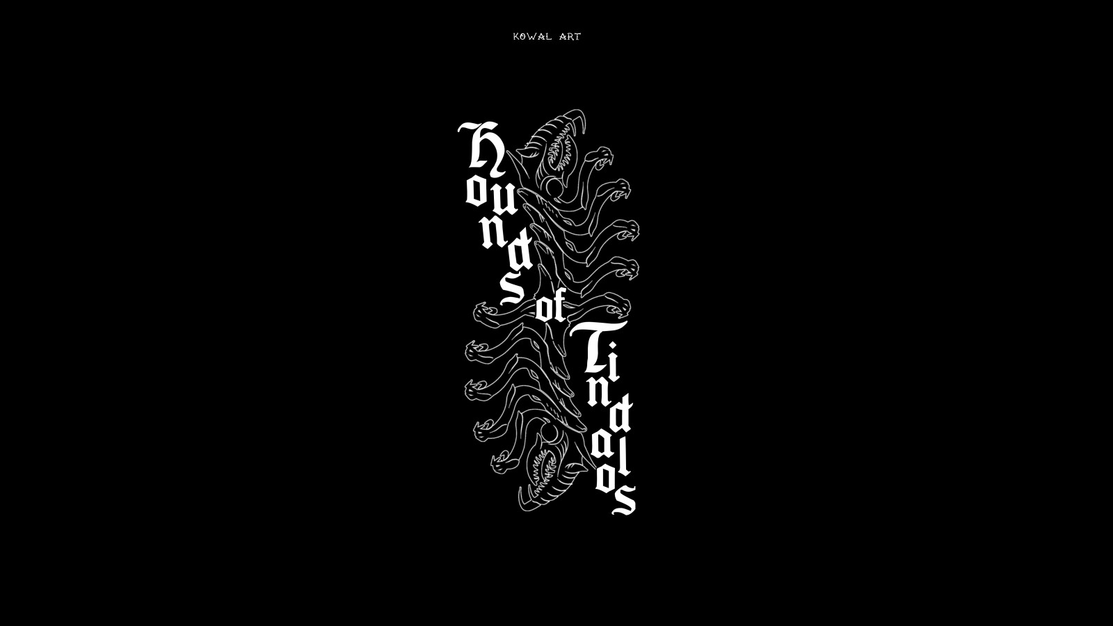 H P Lovecraft, lovečtí psi, stvoření, KowalArt, jednoduché pozadí, tetování, minimalismus, černobílý, černé pozadí, umělecká díla