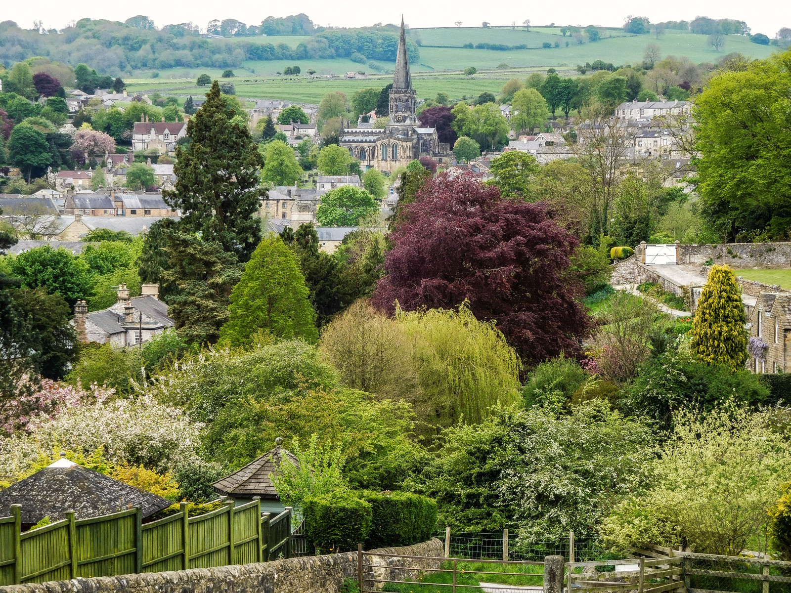Bakewell, Derbyshire, fugleperspektiv, urbanlandscape, nikoncoolpixs7000, træer