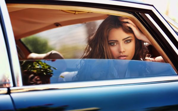 women,model,window,car,looking at viewer,vehicle