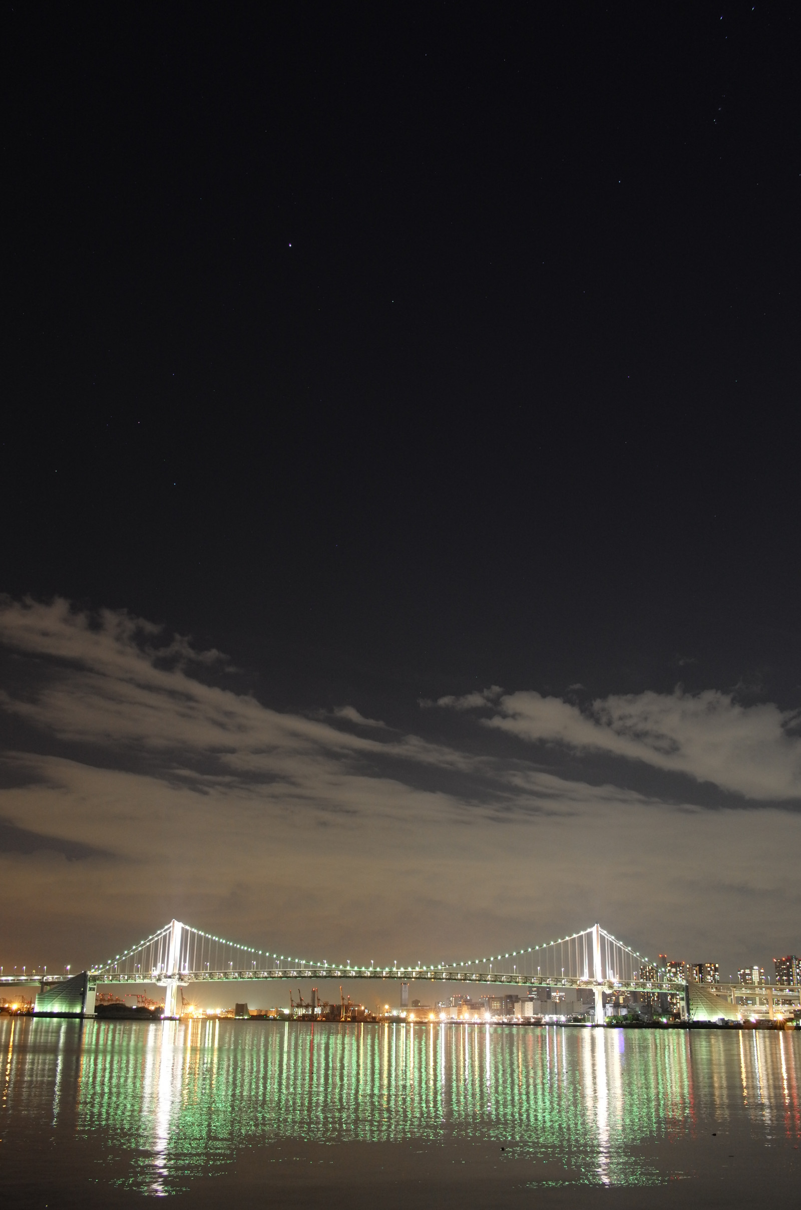 Japonsko, slunečnímu záření, noc, architektura, odraz, nebe, večer, most, měsíční svit, horizont, atmosféra, soumrak, Leica, Tokio, jp, světlo, svítání, osvětlené, osvětlení, osvětlení, tma, T, mezník, duhový most, tokyobay, leicat, summicront235, Summicron, t235, astronomický objekt