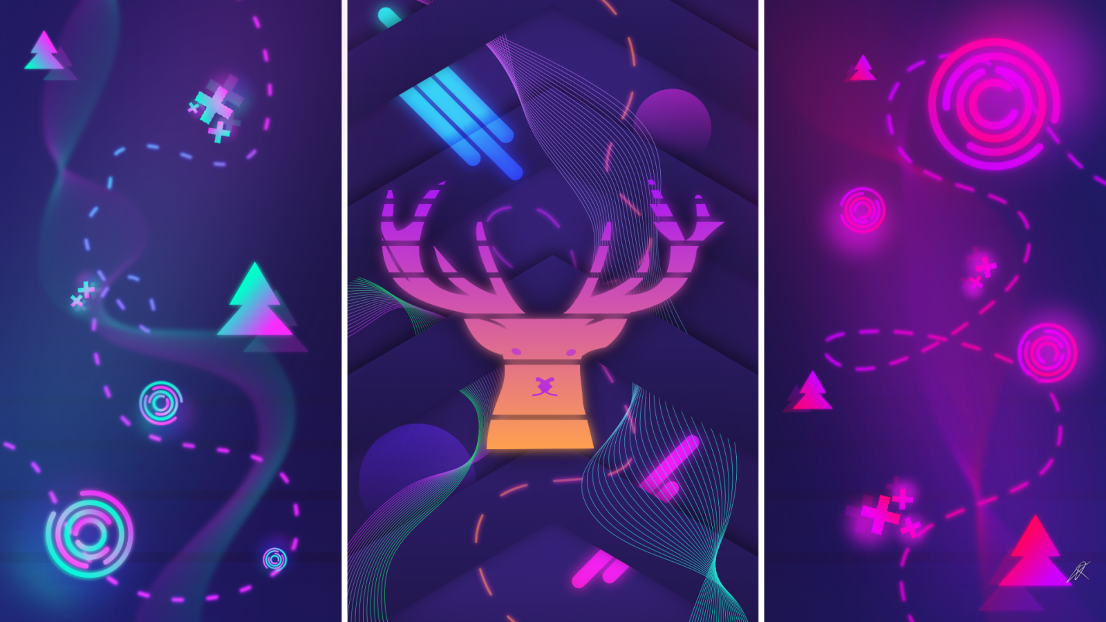 retro theme, hjort, abstrakt