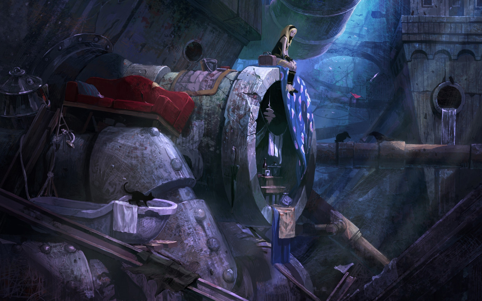 videohry, Gravity Rush, tma, Snímek obrazovky, 2560x1600 px, počítač tapeta, fiktivní postava, pc hry