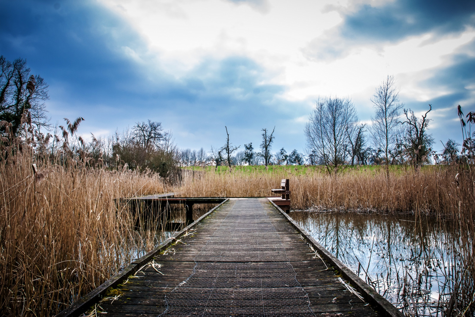 Hintergrundbilder fallen, Teich, Brücke 1920x1285 goodfon 1031141