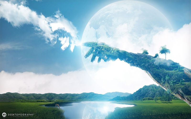 slunečnímu záření, digitální umění, fantasy umění, planeta, Příroda, jezero slunečnímu záření, digitální umění, fantasy umění, planeta, Příroda, jezero