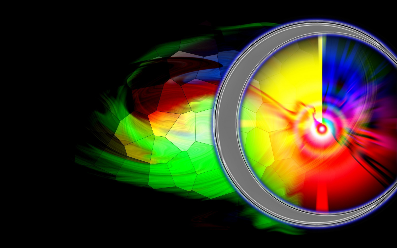 Wallpaper Neon Reflection Sphere Green Yellow Glass Circle 