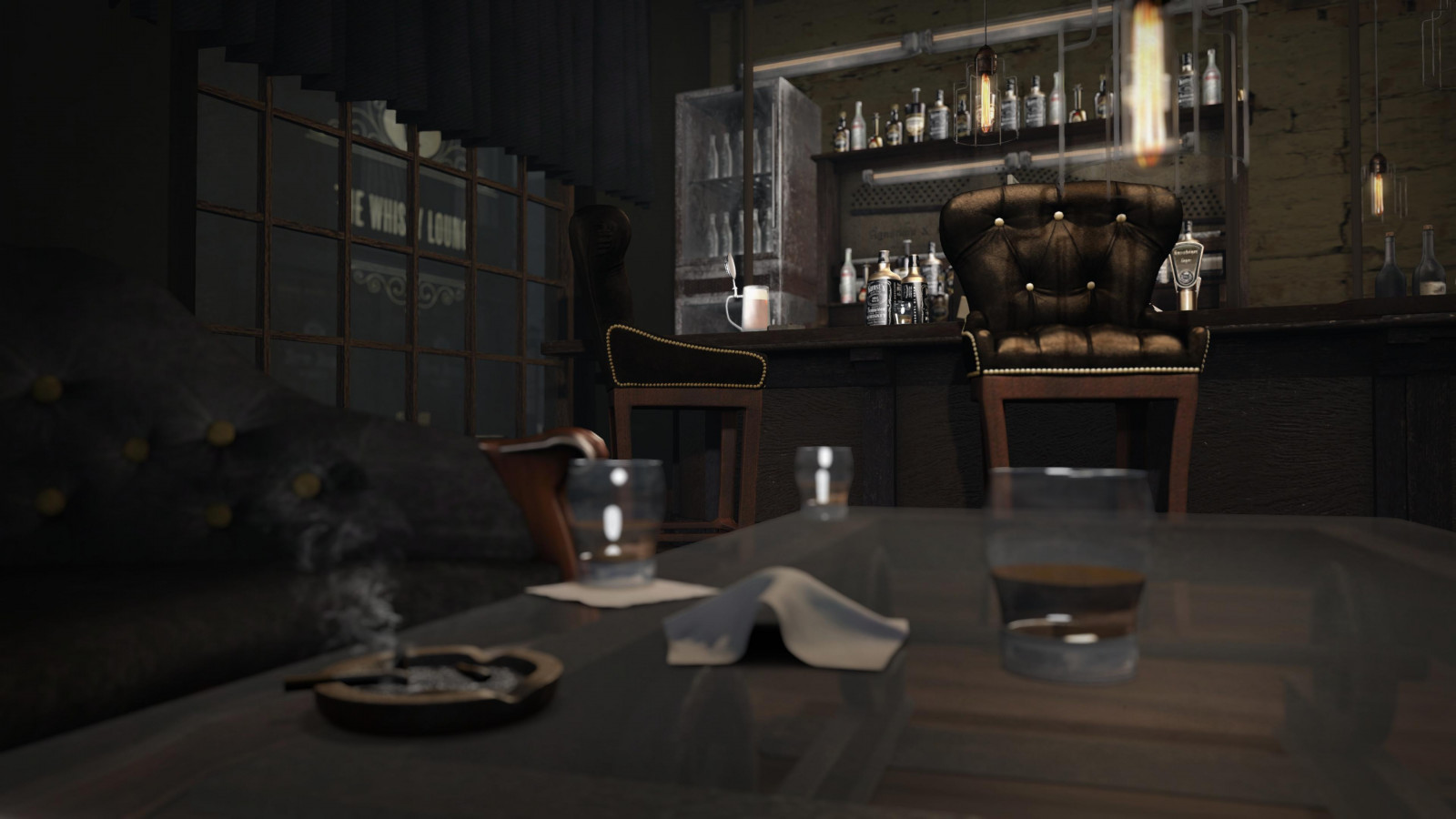 pokoj, místnost, Vzhled interiéru, stůl, tma