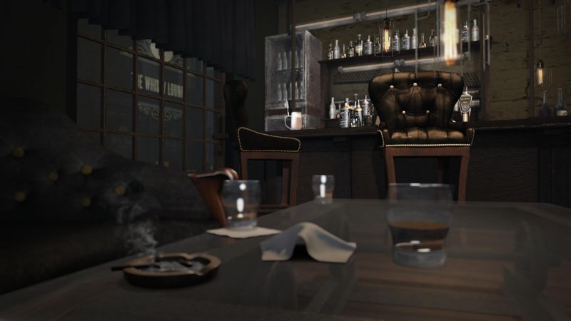 Vzhled interiéru, pokoj, místnost, stůl, tma