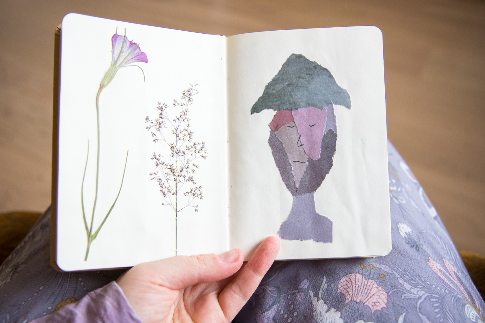 výkres, ilustrace, koláž, umělecká díla, nachový, papír, růžový, jaro, časopis, šeřík, UMĚNÍ, květ, materiál, skica, deník, myjournal, myartwork, artjournal, náčrtník, pressedflowers