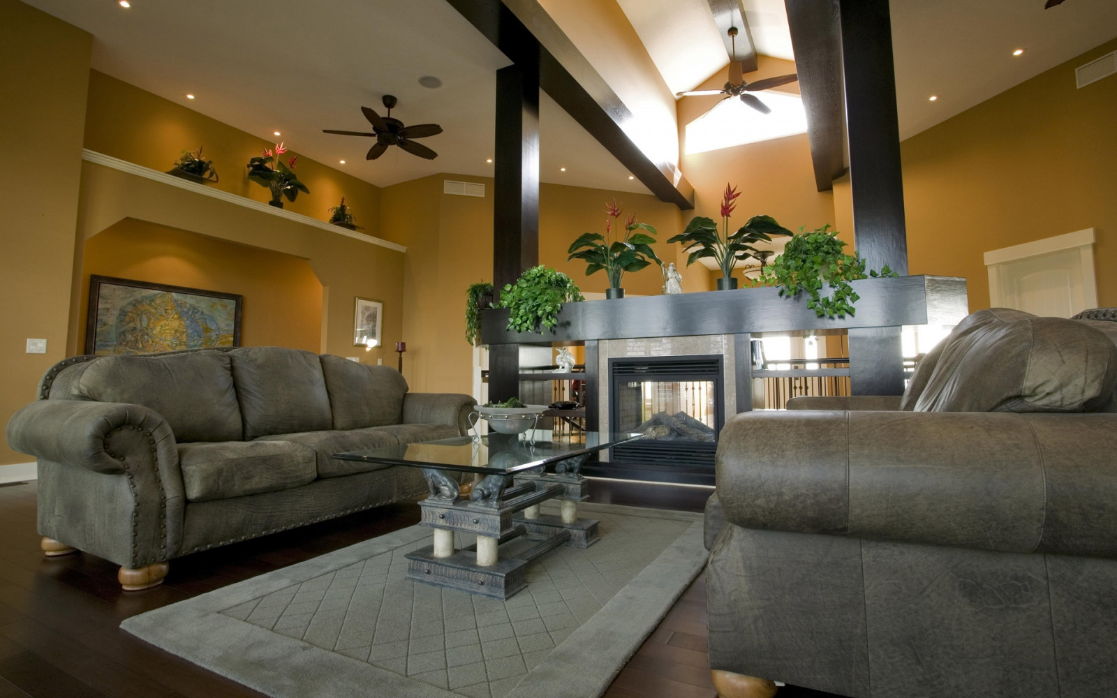 Wallpaper fireplace, interior design, sofa, lobby, floor, home