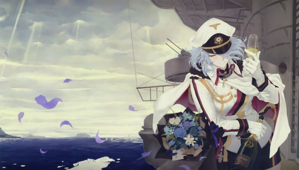 Azur Lane,Tirpitz Azur Lane,Tirpitz,blue eyes,white hair,military uniform