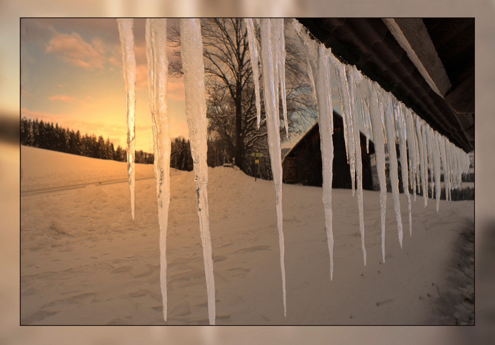 výkres, malování, odraz, zima, stěna, Rakousko, UMĚNÍ, světlo, Landschaft, tvar, Wald, obraz, Schnee, weg, b UME, Steiermark, eiszapfen, moderní umění, sonnenlicht, Scheune, Wenigzell, sommersgut