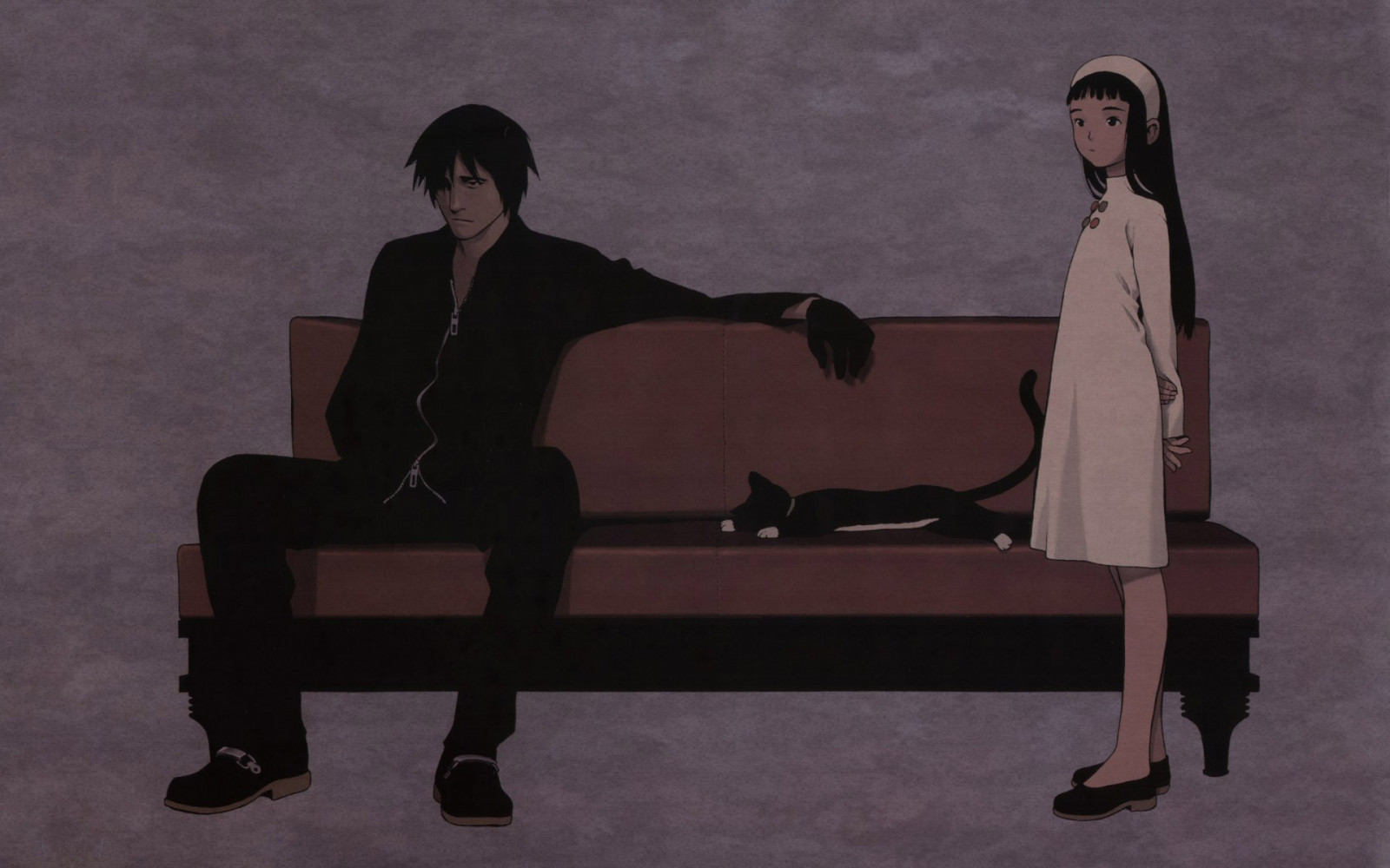 ดำ, นั่ง, ตัวละครดั้งเดิม, Murata Range, ภาพ, เฟอร์นิเจอร์, ภาพหน้าจอ, ตำแหน่งของมนุษย์