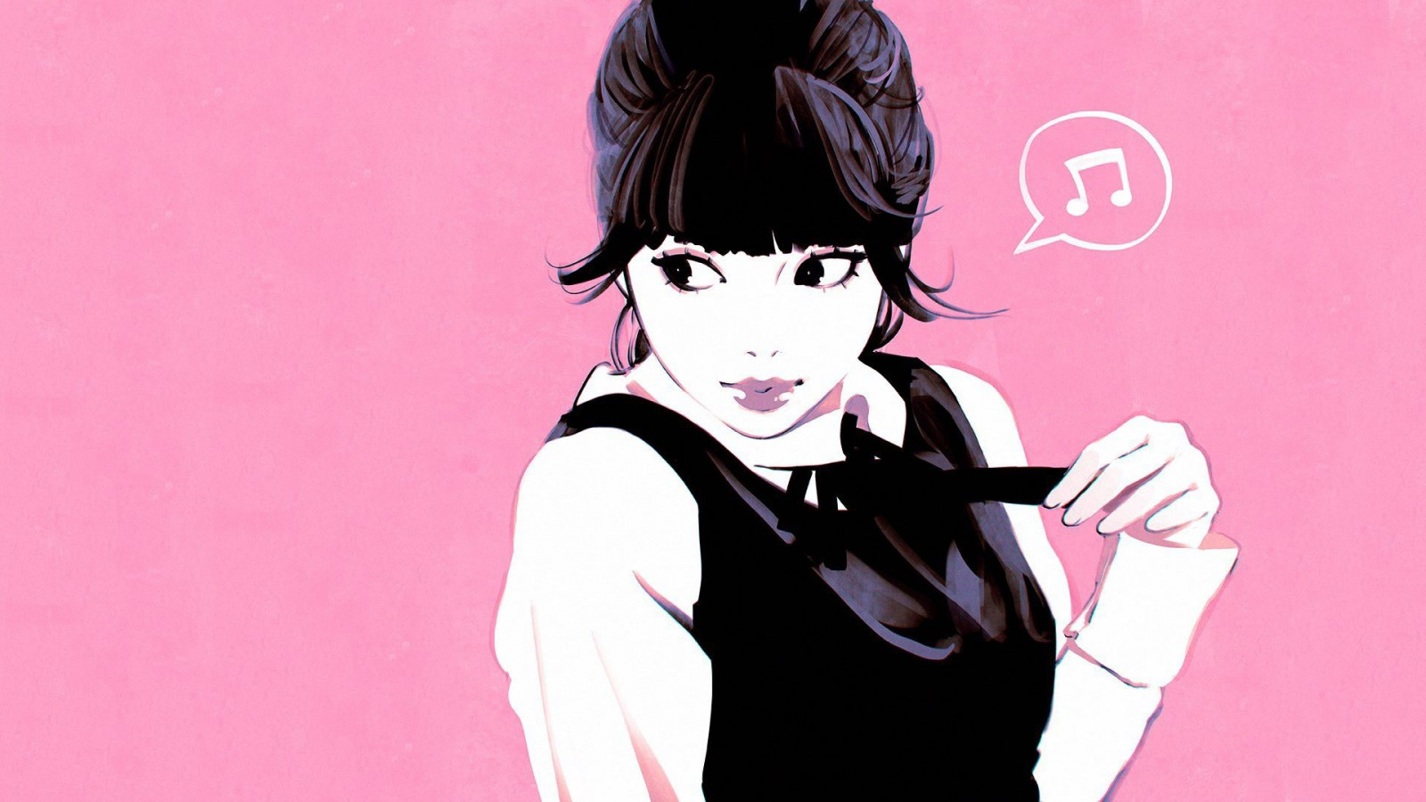illustrazione, donne, anime, cartone animato, capelli neri, Ilya Kuvshinov, rosa, Persona, donna, acconciatura, mangaka