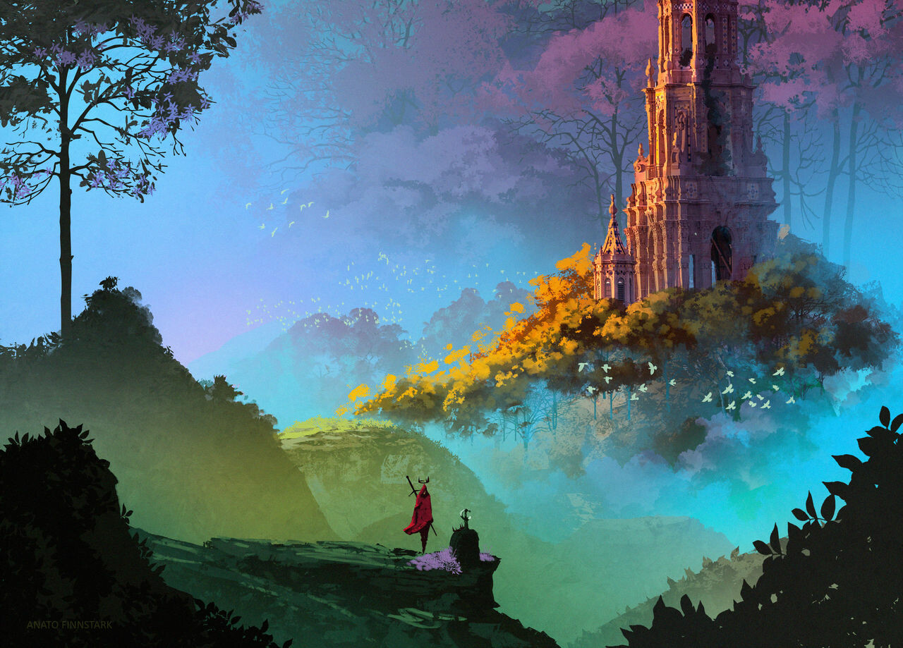 Anato Finnstark, landskab, slot, Fantasy Architecture, Fantasy kunst
