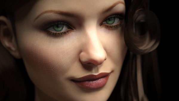 face, digital art, women, portrait, black background, model