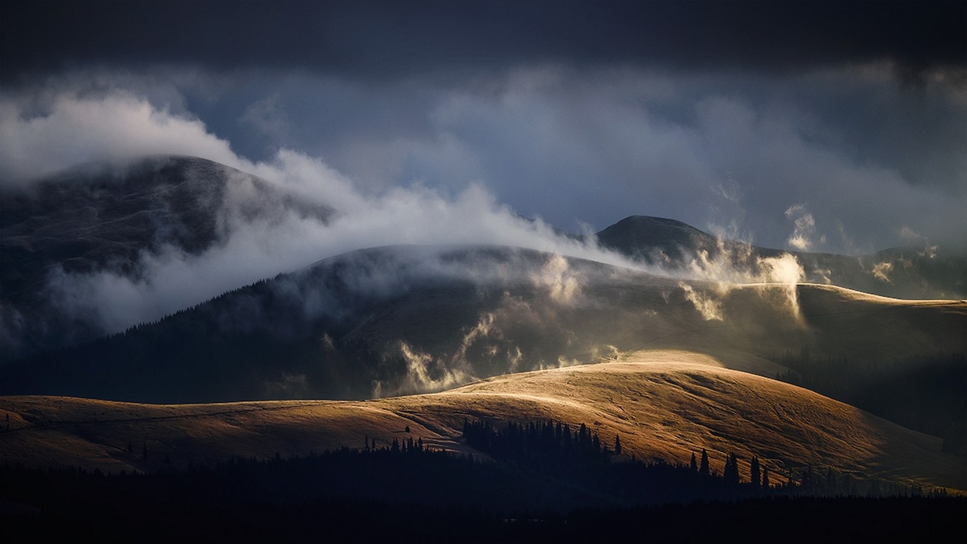 slunečnímu záření, krajina, les, hory, noc, Příroda, nebe, sníh, mraky, svítání, Rumunsko, večer, ráno, mlha, atmosféra, soumrak, mrak, hora, počasí, svítání, tma, atmosférický jev, horských reliéf, geologický fenomén, pohoří, meteorologický jev