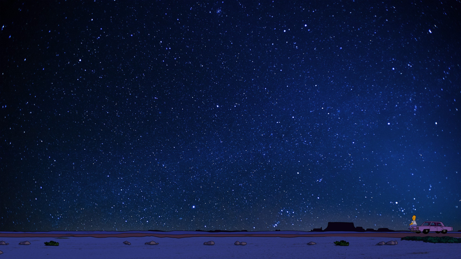 solnedgang, nat, galakse, plads, himmel, atmosfære, astronomi, Homer Simpson, midnat, stjerne, ydre rum, himmellegeme