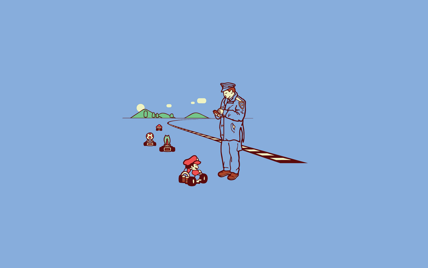 illustration, computerspil, minimalisme, køretøj, fly, Super Mario, Mario Kart, linje, vinge, atmosfære af jord, kunstflyvning