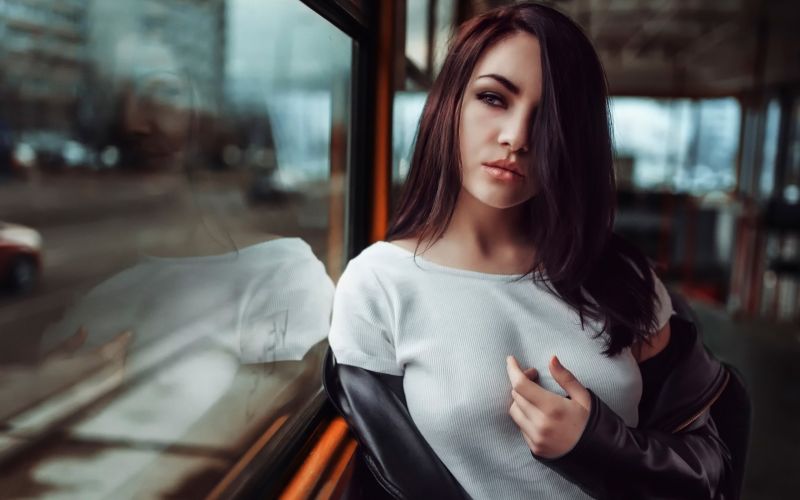 ženy, model, portrét, bruneta, brýle, odraz ženy, model, portrét, bruneta, brýle, odraz