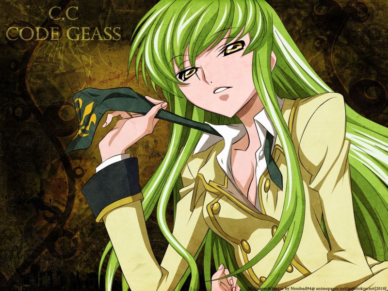 ilustrace, anime, anime dívky, Code Geass, zelená, C C ilustrace, anime, anime dívky, Code Geass, zelená, C C