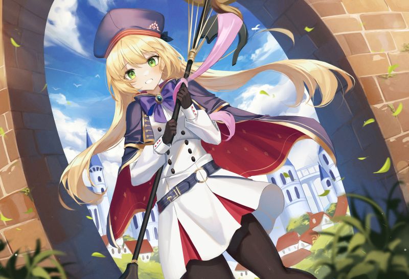 cartoon,ART,sky,cg artwork,hime cut,uniform