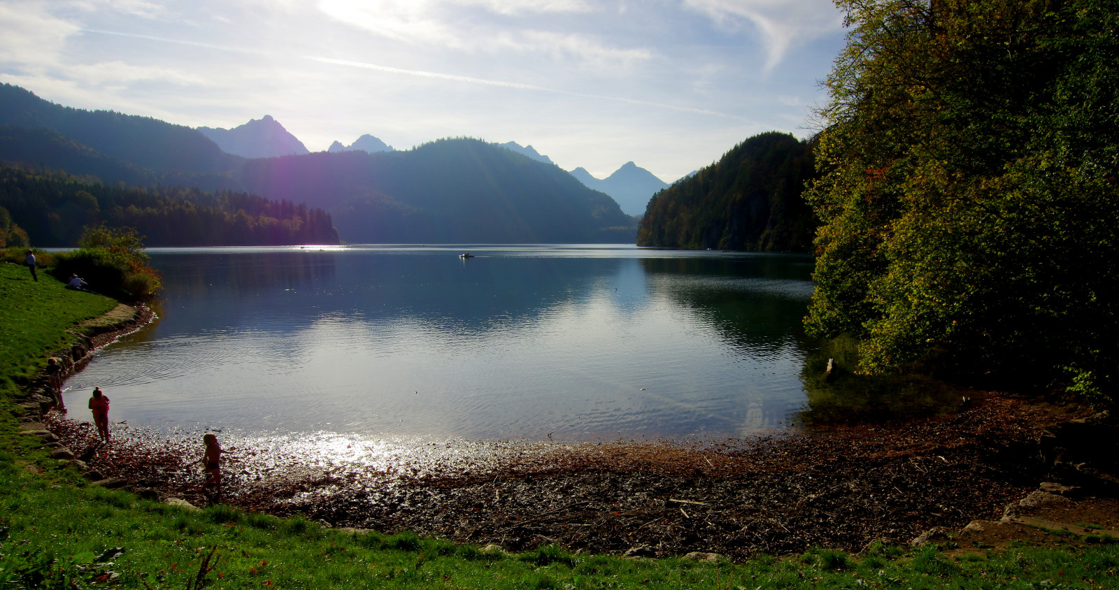 jezero, hory, Alpy, odraz, Německo, bayern, deutschland, Bavaria, vidět, pentax, Berge, alpen, spiegelung, ricoh, k3, Allgäu, Baviera, Alpsee