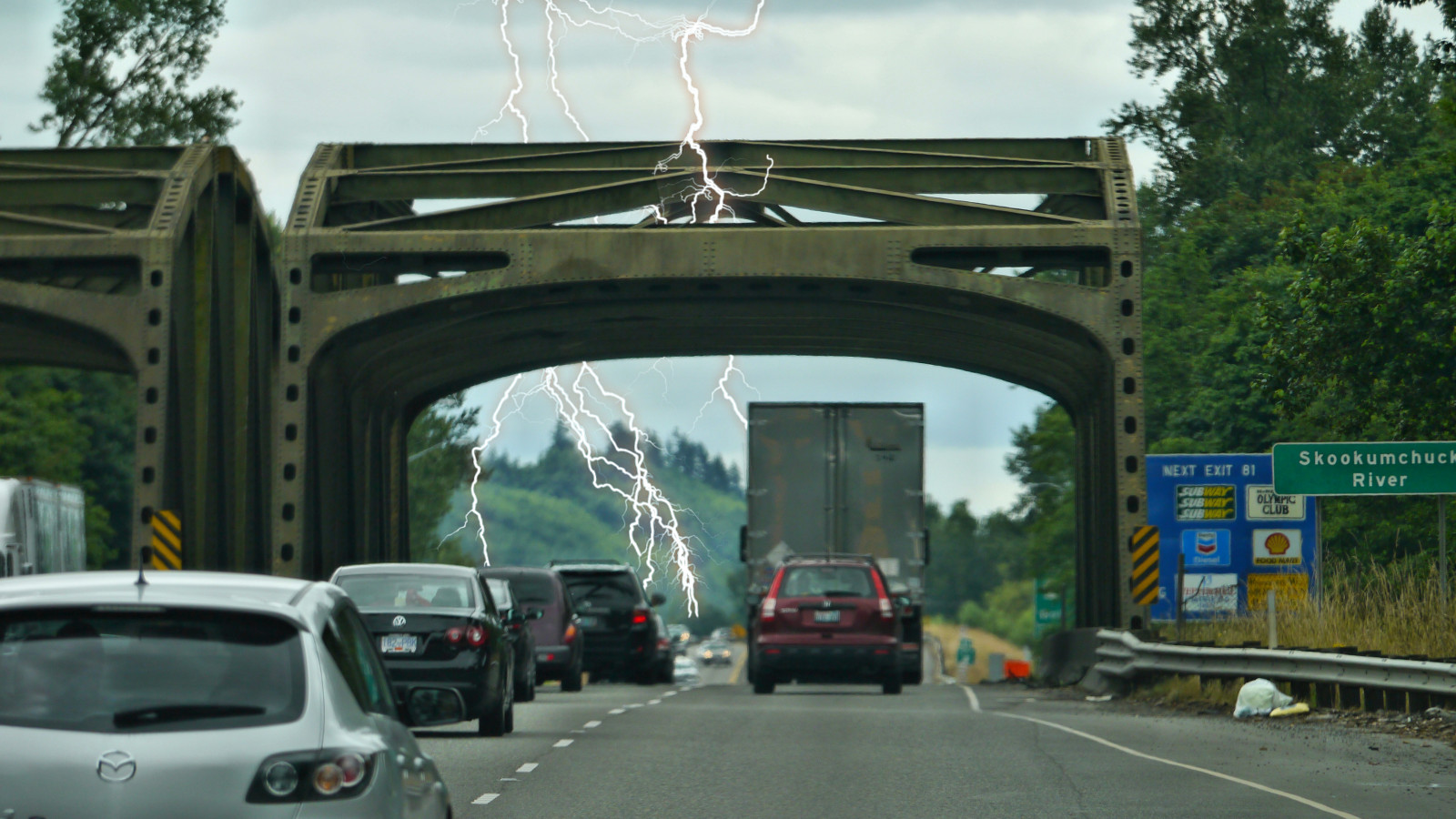 tempesta, nuvole, pauroso, autostrada, Veloce, Freaky, fulmine, vista, elettrico, Zap