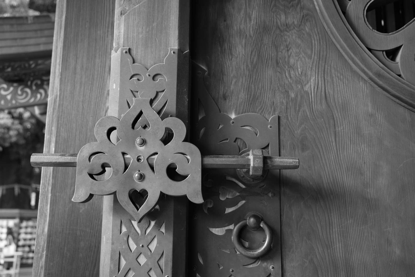 bílý, Černá, černobílý, dřevo, symetrie, Leica, Tokio, M, kolo, železo, čára, tma, Summicron, typ240, Harajuku, summicron35mmf2, 20141019, meijijingushrine, Černý a bílý, monochromatické fotografování