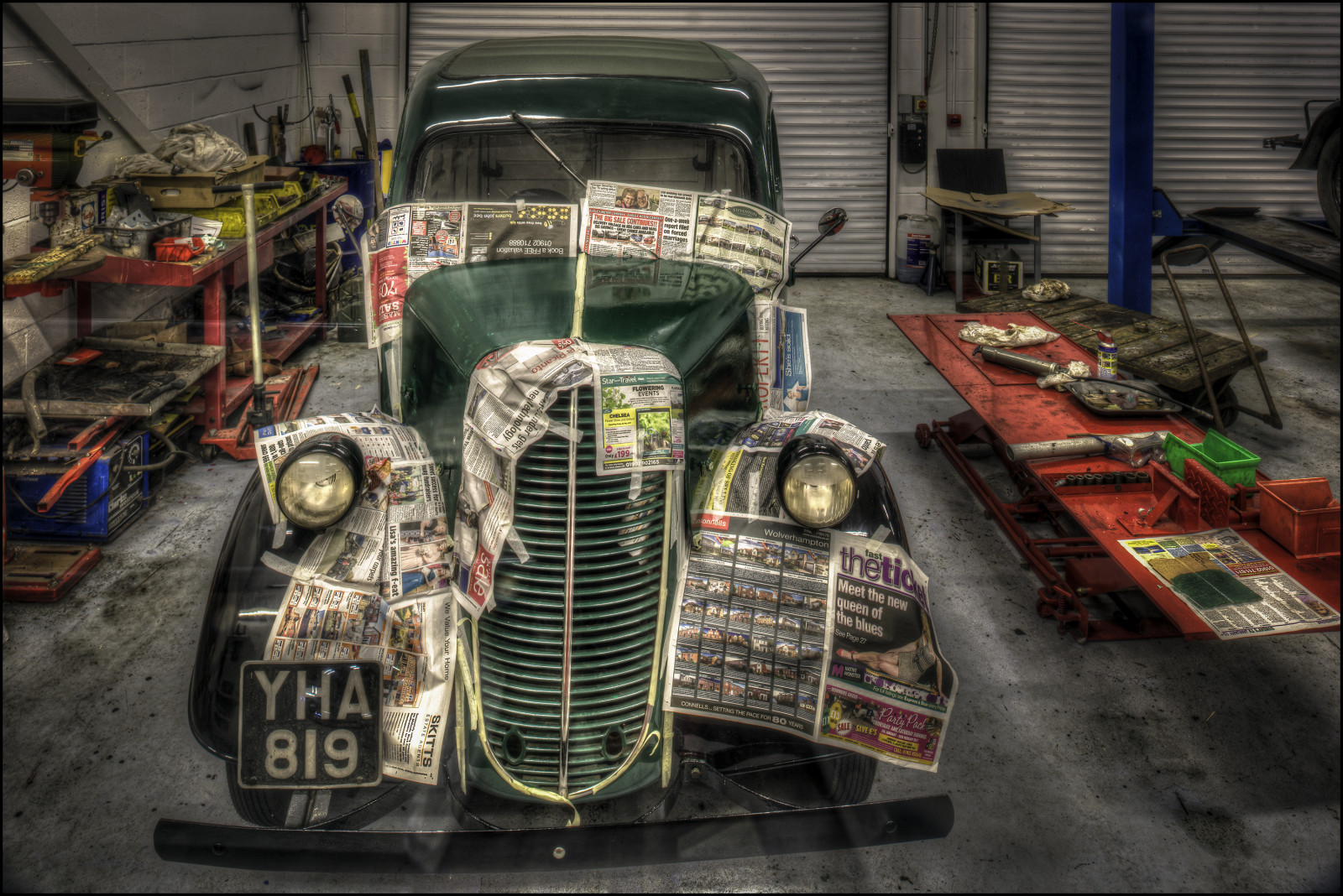 sort, bil, køretøj, HDR, Nikon, årgang, museum, Garage, transportere, Vintage bil, Birmingham, motor, Land, NIKKOR, D810, levende, F35, 24mm, Photomatix, d, racerbane, auto racing, antikke bil, Dudley, respray, pCE