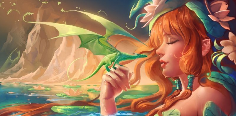 ilustrace, fantasy umění, anime, umělecká díla, drak, džungle ilustrace, fantasy umění, anime, umělecká díla, drak, džungle